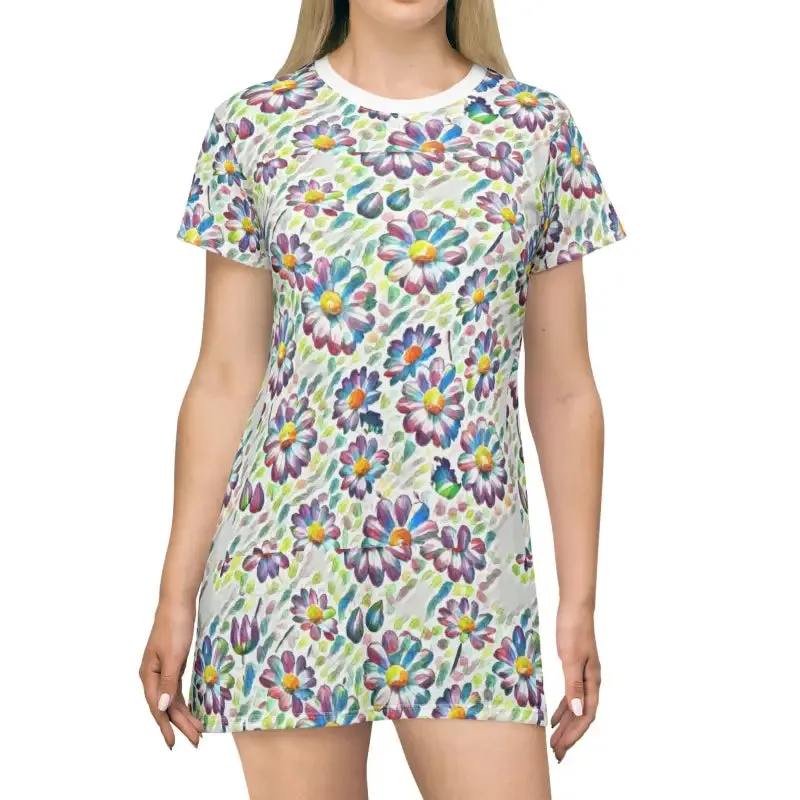 Vibrant Floral Pattern Shirt Dress with Cozy Vibes