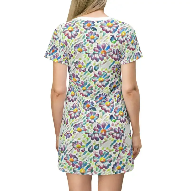 Vibrant Floral Pattern Shirt Dress with Cozy Vibes