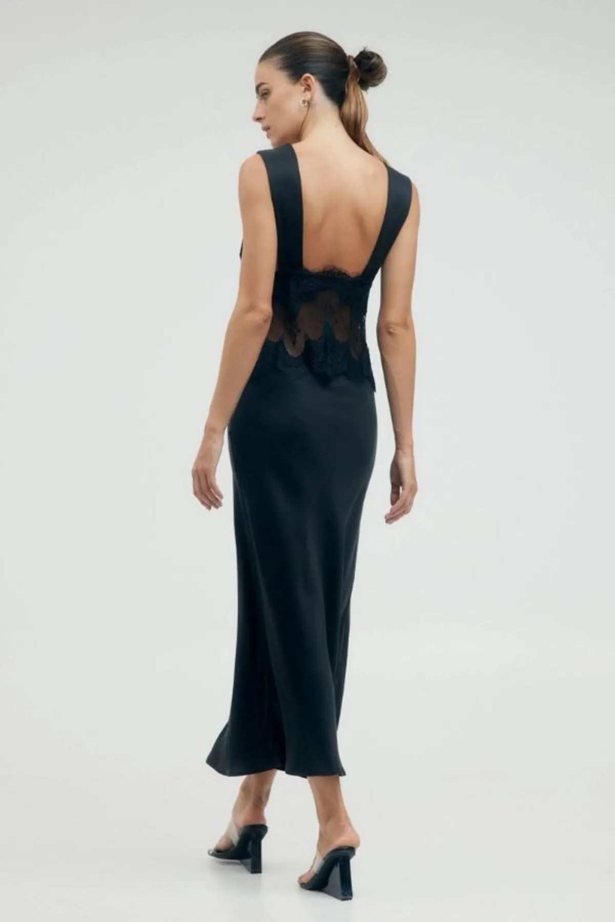 Visions Lace Deep V Maxi Dress