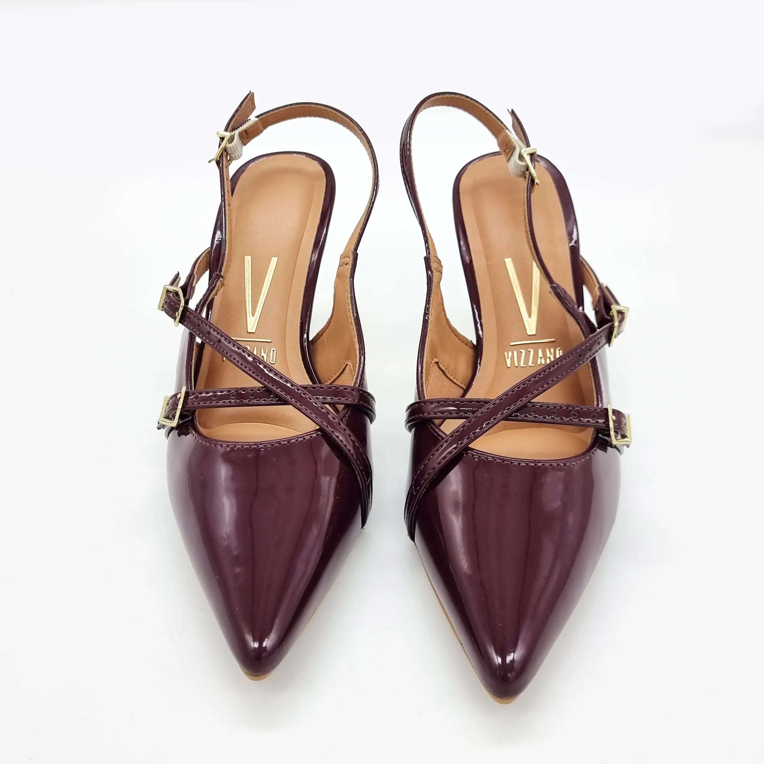 Vizzano 1185-1124 Pointy Toe Slingback Pump in Wine Patent