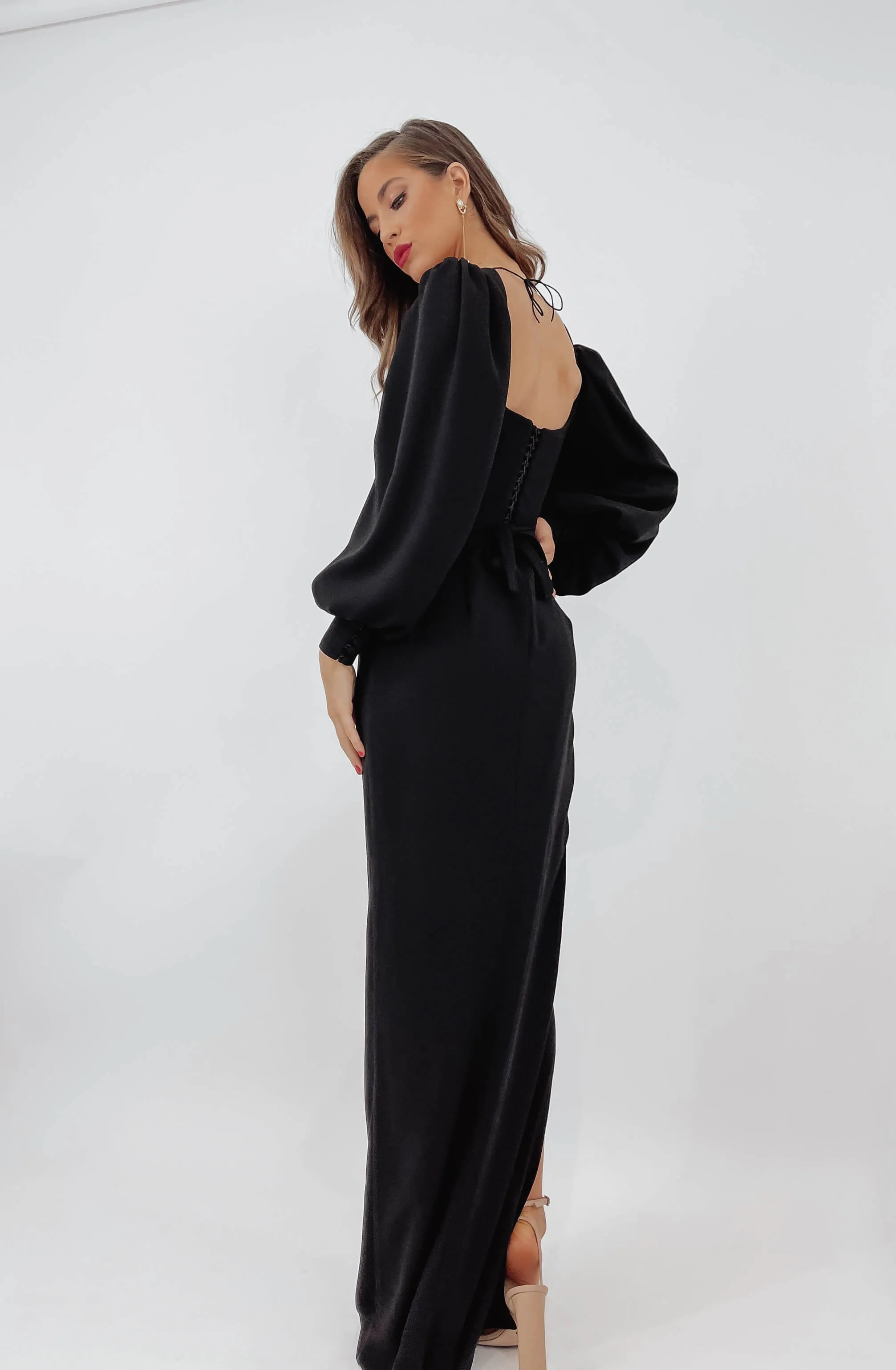 Void Black Long Sleeve Dress by Lia Stublla