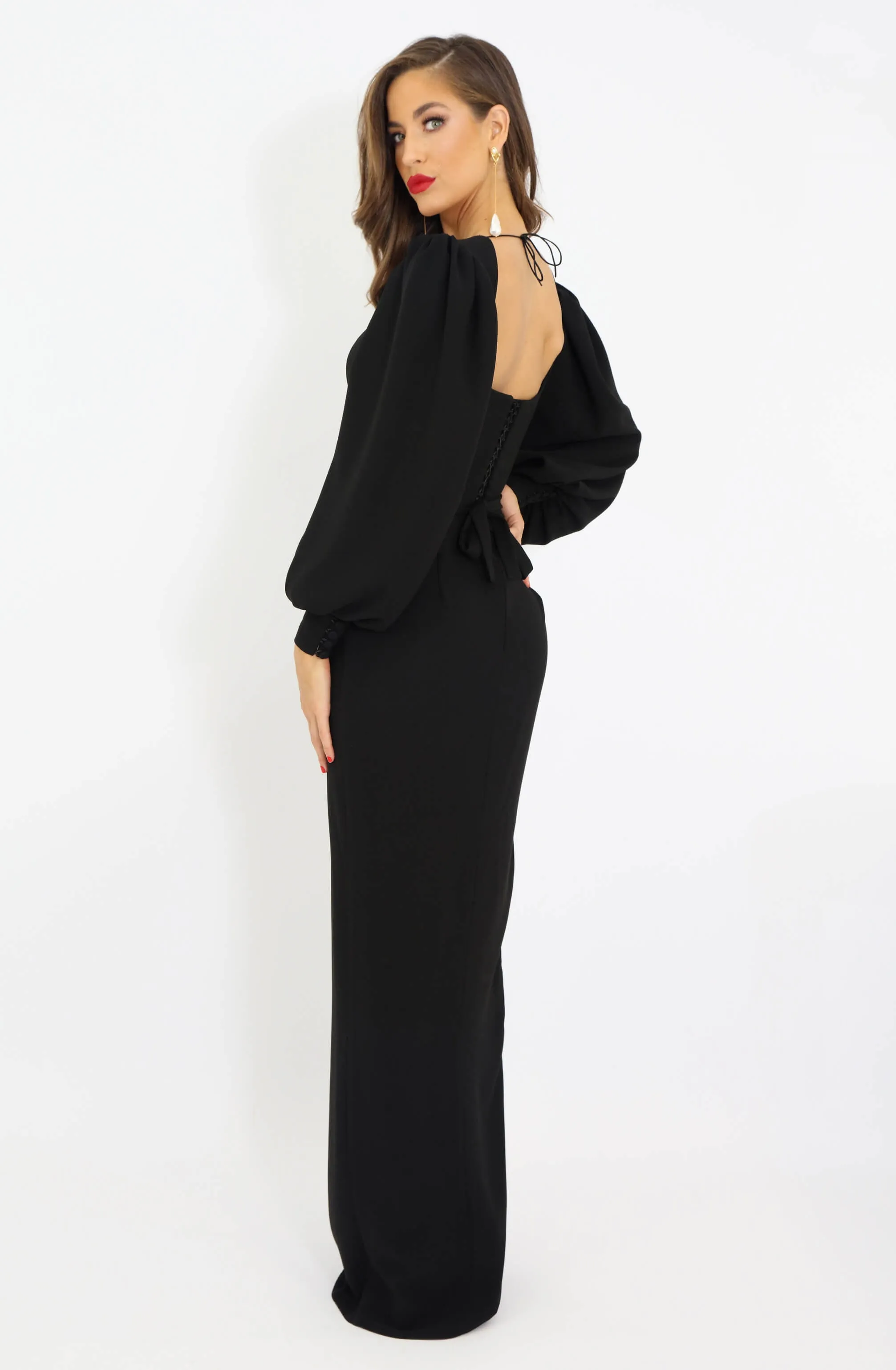 Void Black Long Sleeve Dress by Lia Stublla