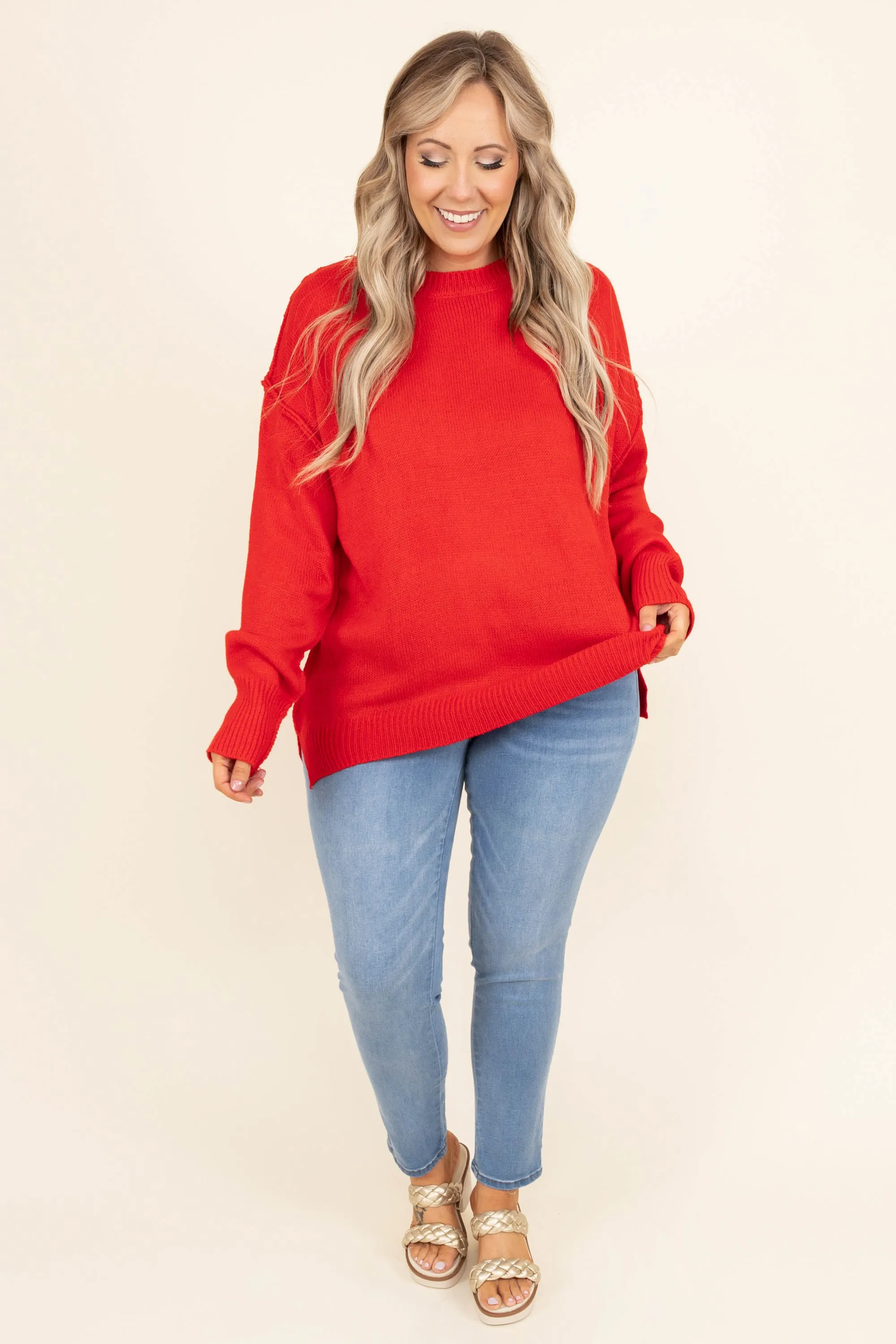 Waiting On A Sign Sweater, Red