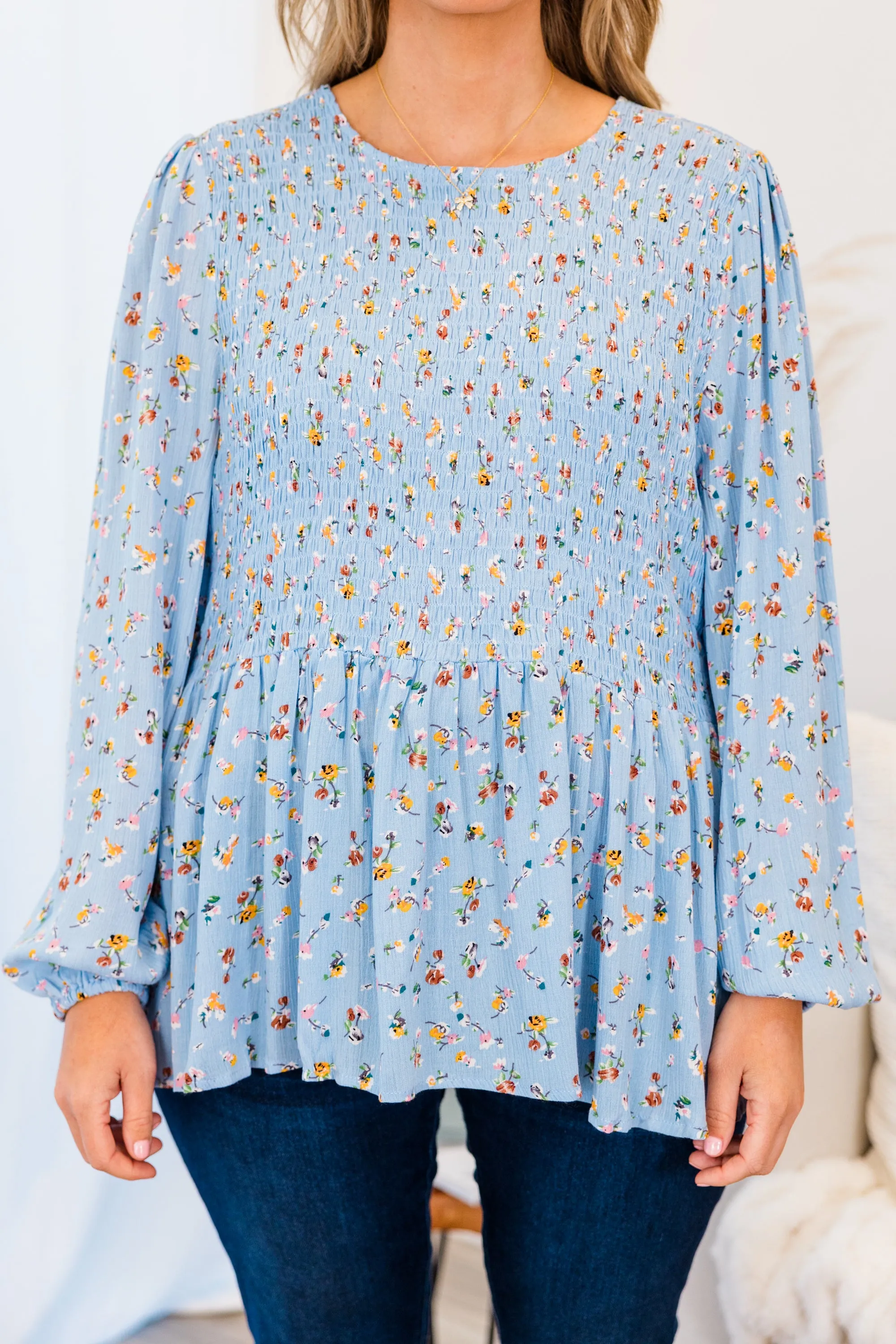 Wallflower Kisses Top, Light Blue