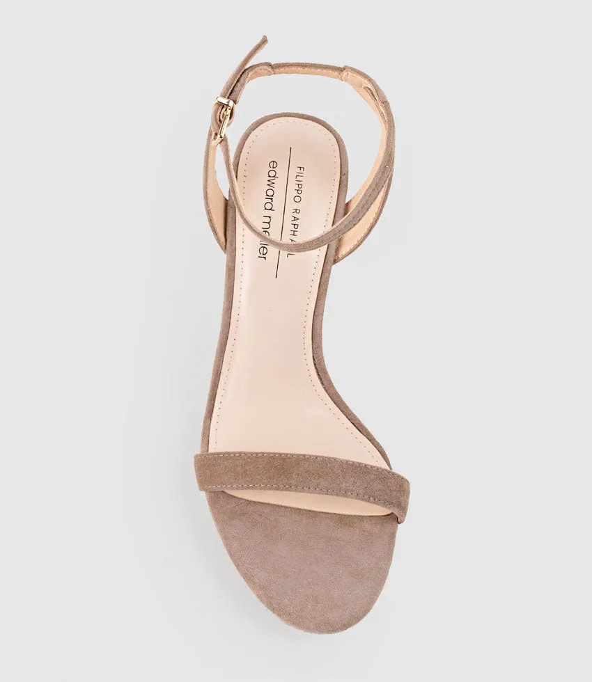 WHISPER90 Single Strap Platform Sandal in Nude Suede