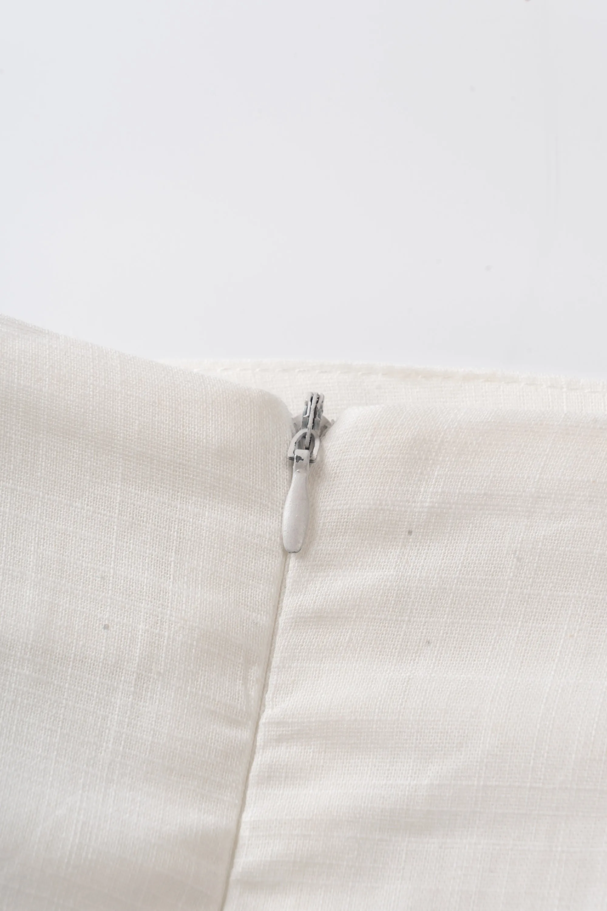 White Basic Tie Back Cotton Mini Dress