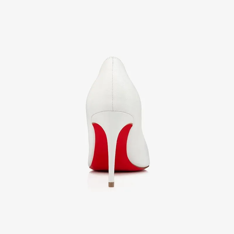 White Leather Pointed Toe Pump