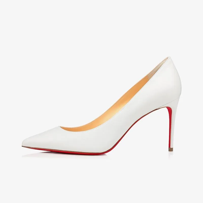 White Leather Pointed Toe Pump