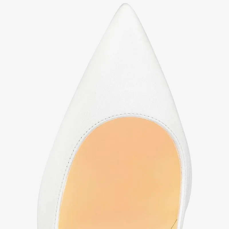 White Leather Pointed Toe Pump