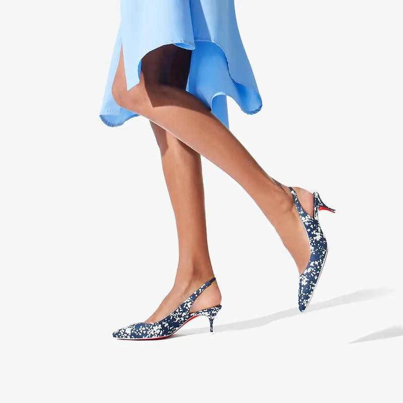 White Speckled Blue Denim Pump