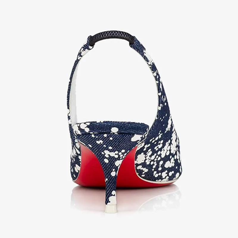 White Speckled Blue Denim Pump