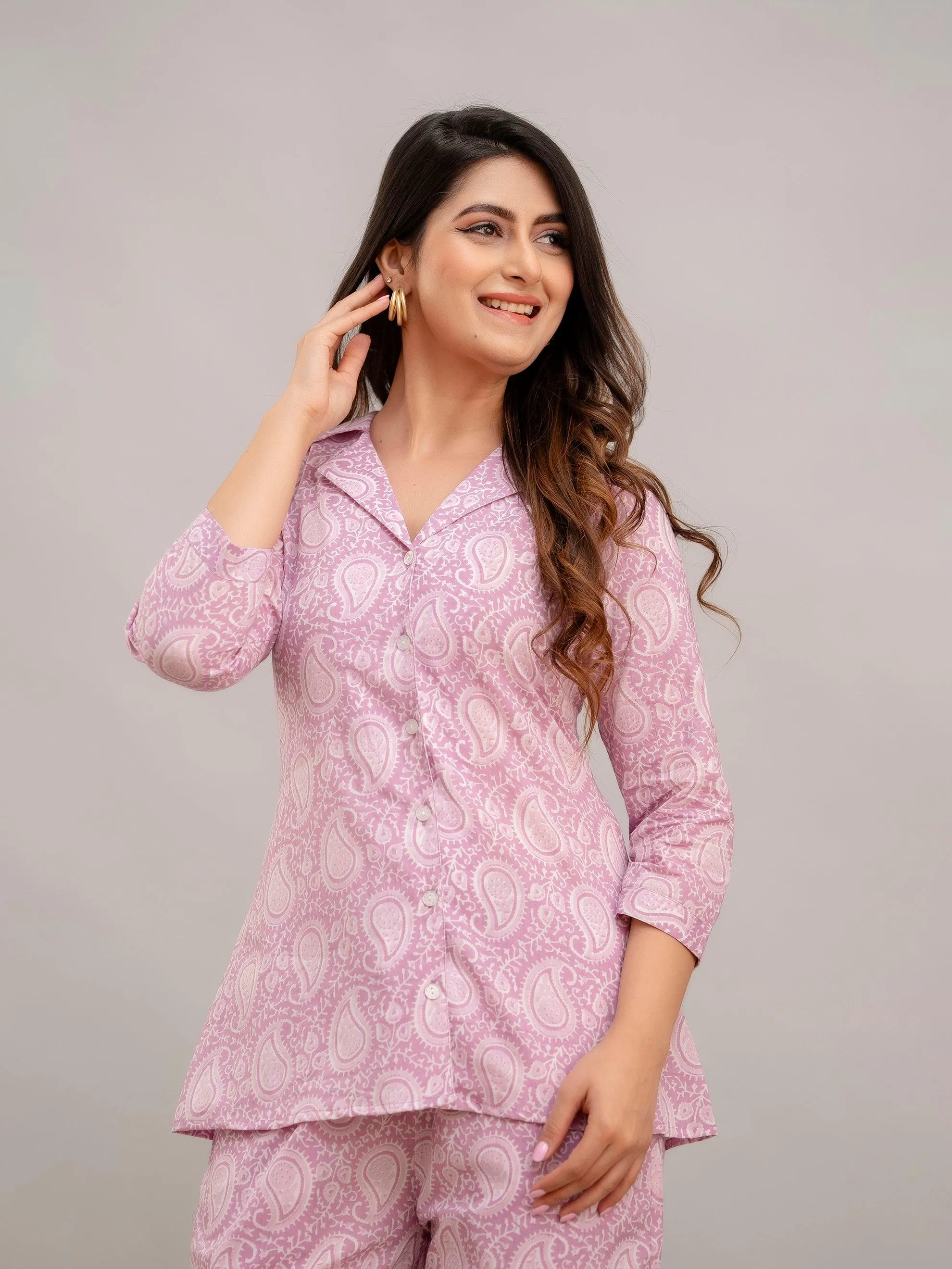 Women Light Violet Printed Co-ord Set