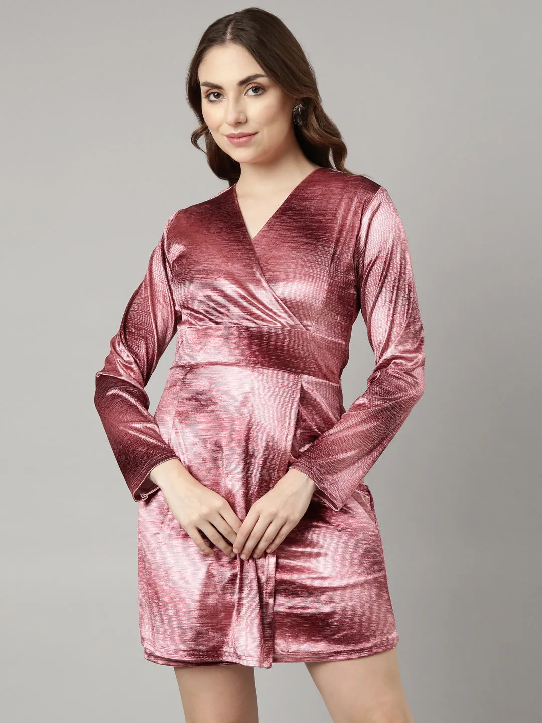 Women Peach Tie and Dye A-Line Dress