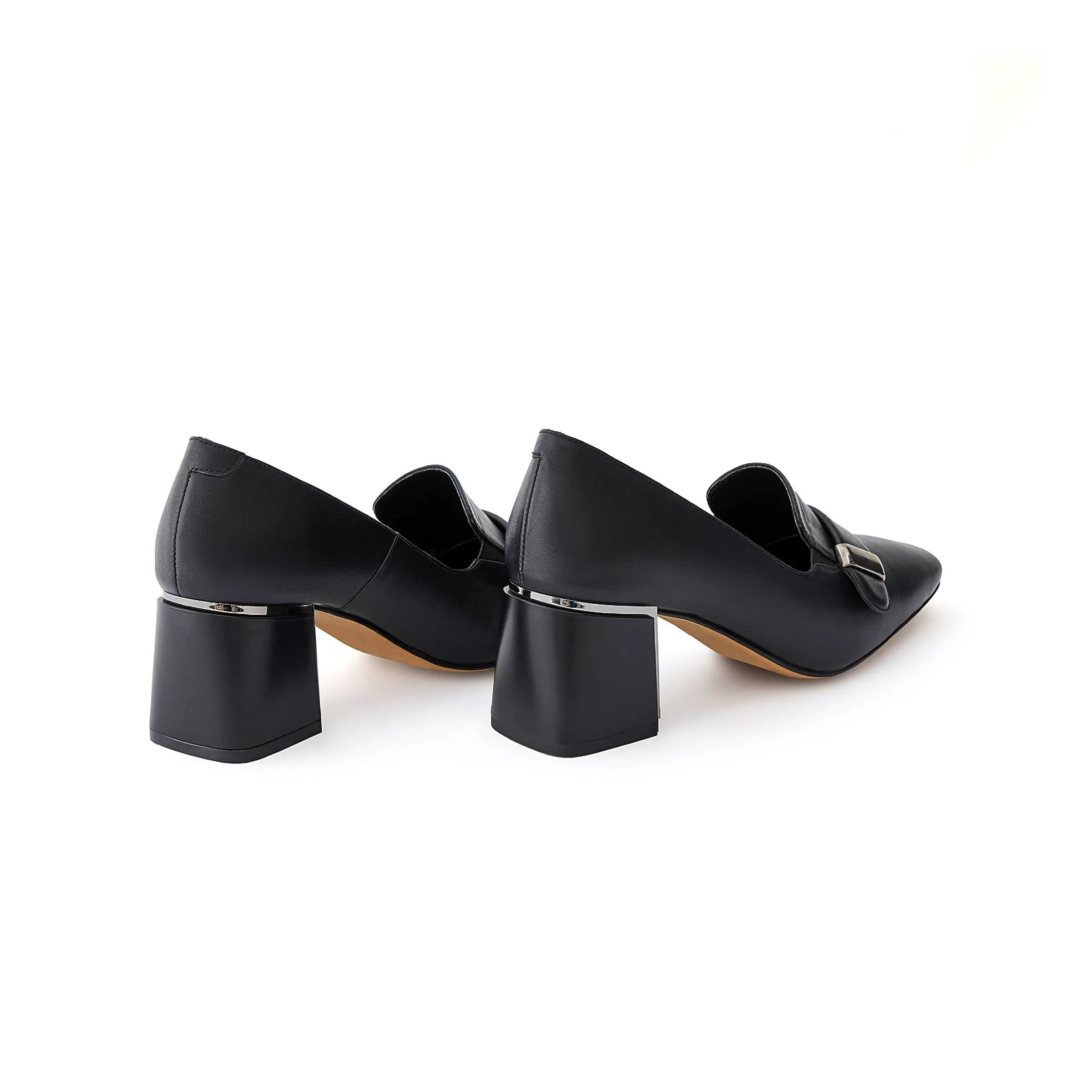 Women's Calf Leather Handmade Block Heels W1010