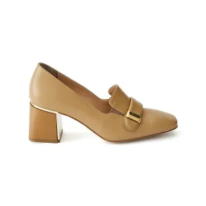 Women's Calf Leather Handmade Block Heels W1010