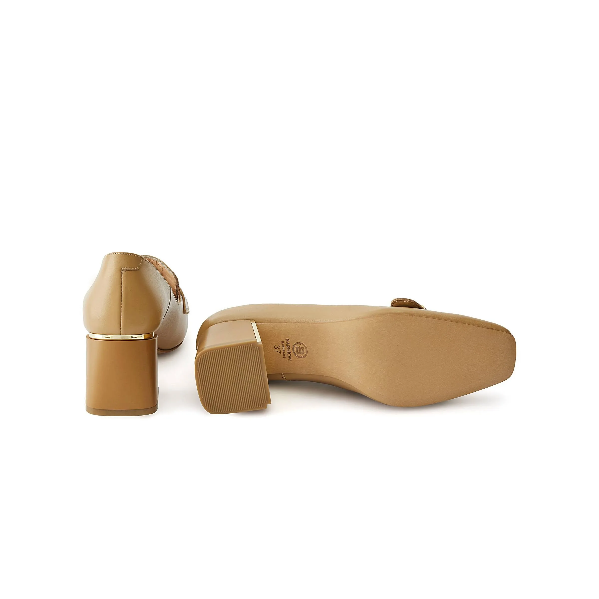 Women's Calf Leather Handmade Block Heels W1010
