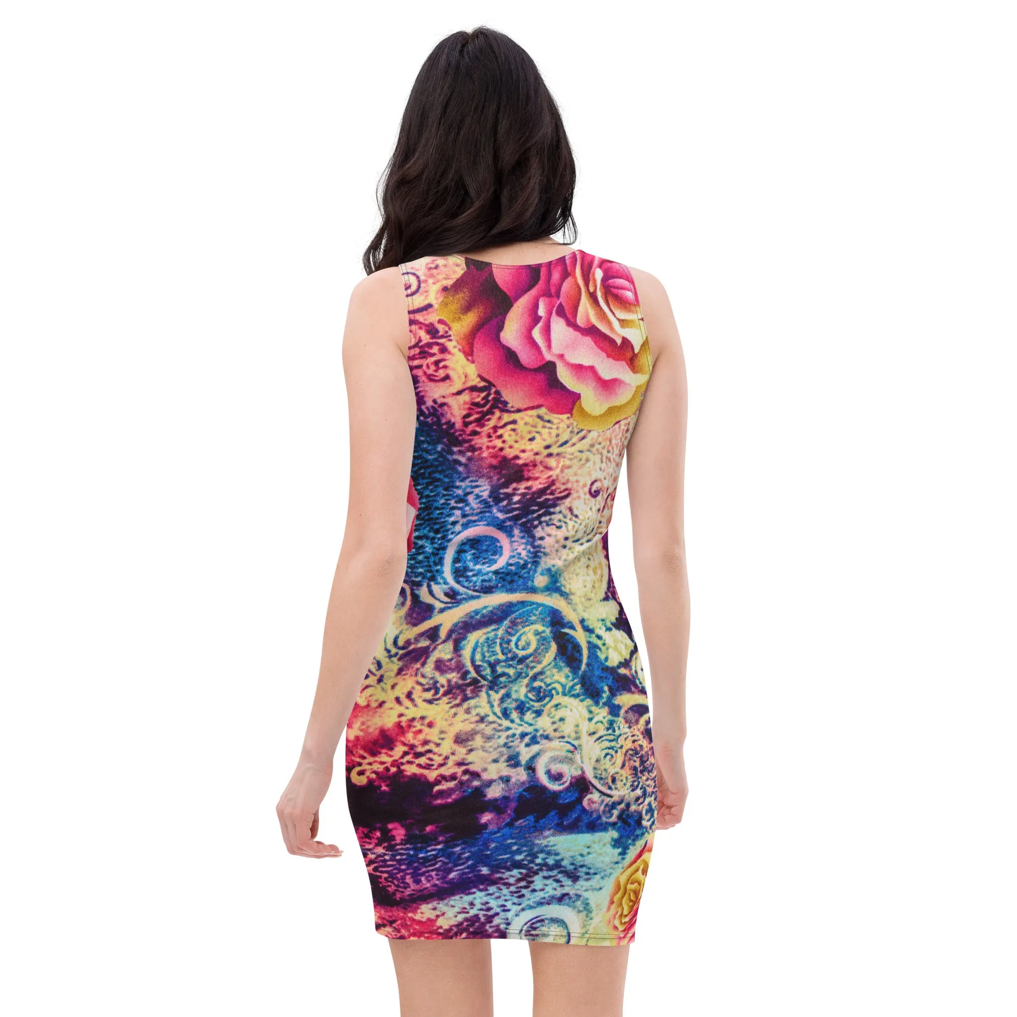 Women’s Colorful Flowers Bodycon Dress, lioness-love