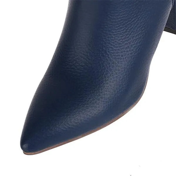 Women's Fashionable Pointed Toe Simple Thick Heel Boots 86643028S