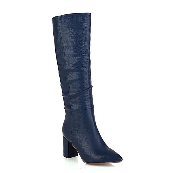 Women's Fashionable Pointed Toe Simple Thick Heel Boots 86643028S