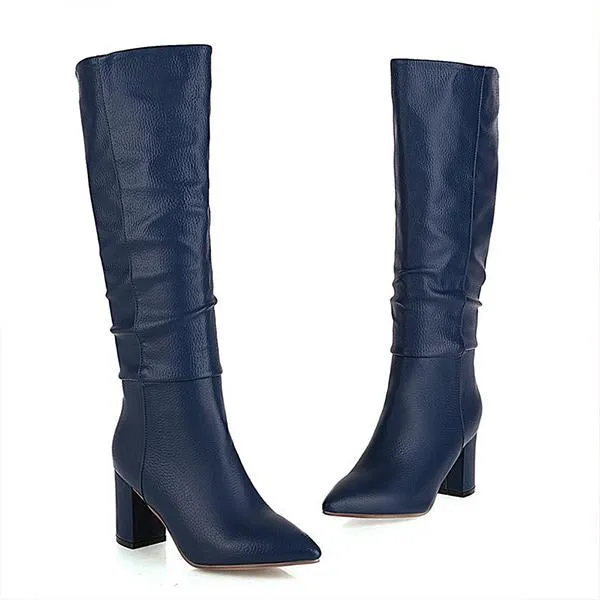 Women's Fashionable Pointed Toe Simple Thick Heel Boots 86643028S