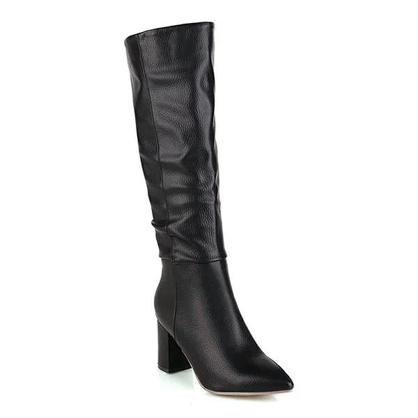 Women's Fashionable Pointed Toe Simple Thick Heel Boots 86643028S