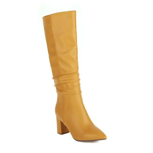 Women's Fashionable Pointed Toe Simple Thick Heel Boots 86643028S