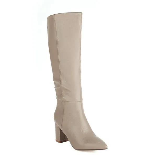 Women's Fashionable Pointed Toe Simple Thick Heel Boots 86643028S