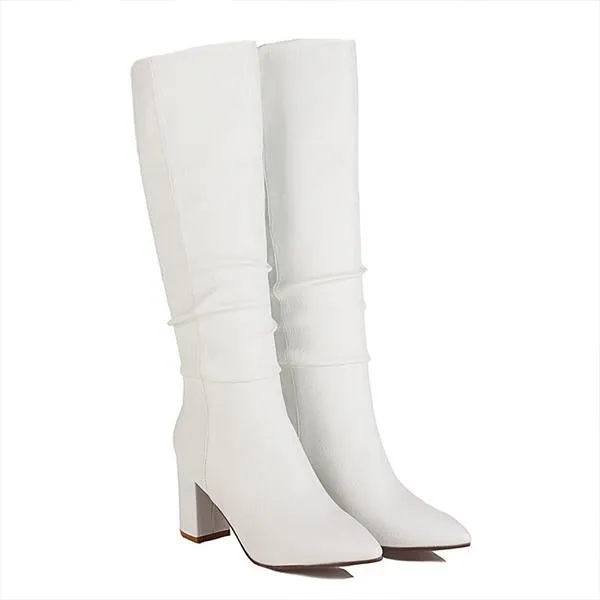 Women's Fashionable Pointed Toe Simple Thick Heel Boots 86643028S
