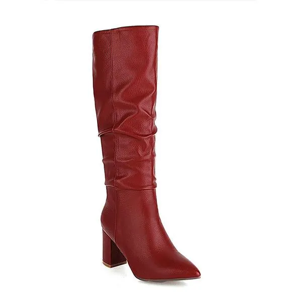 Women's Fashionable Pointed Toe Simple Thick Heel Boots 86643028S