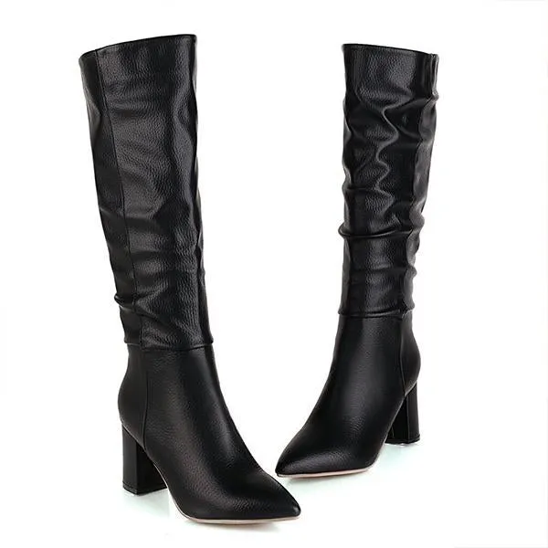 Women's Fashionable Pointed Toe Simple Thick Heel Boots 86643028S