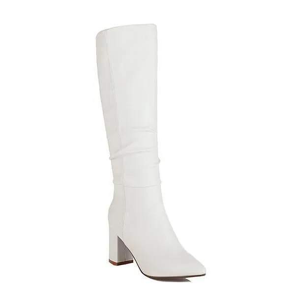 Women's Fashionable Pointed Toe Simple Thick Heel Boots 86643028S