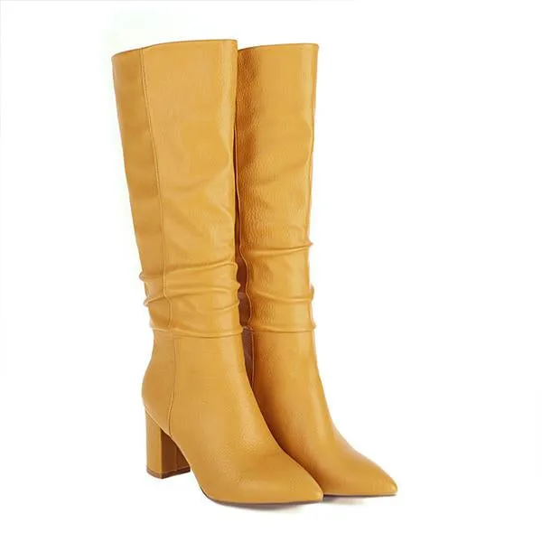 Women's Fashionable Pointed Toe Simple Thick Heel Boots 86643028S