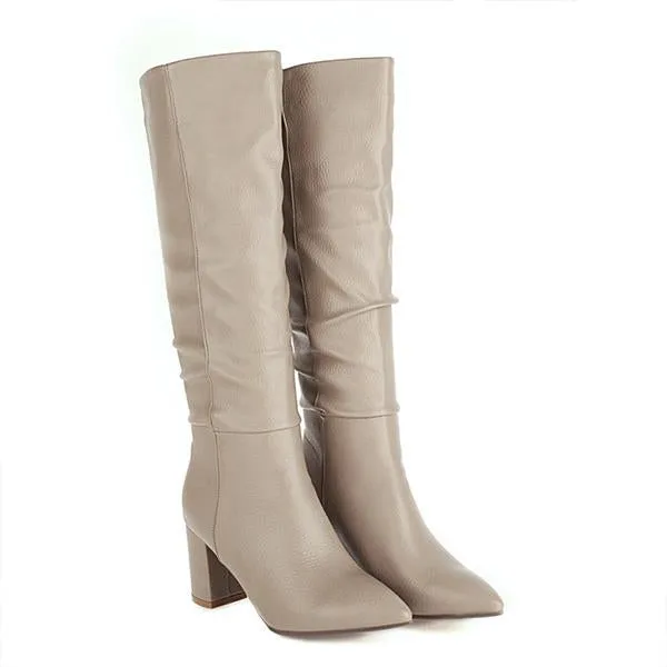 Women's Fashionable Pointed Toe Simple Thick Heel Boots 86643028S