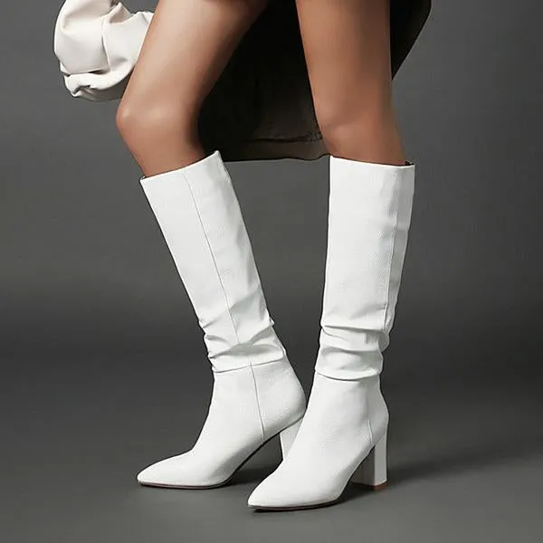 Women's Fashionable Pointed Toe Simple Thick Heel Boots 86643028S