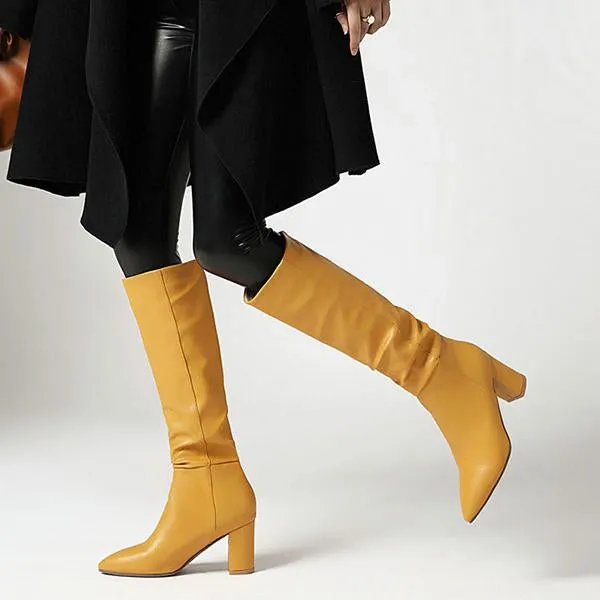 Women's Fashionable Pointed Toe Simple Thick Heel Boots 86643028S