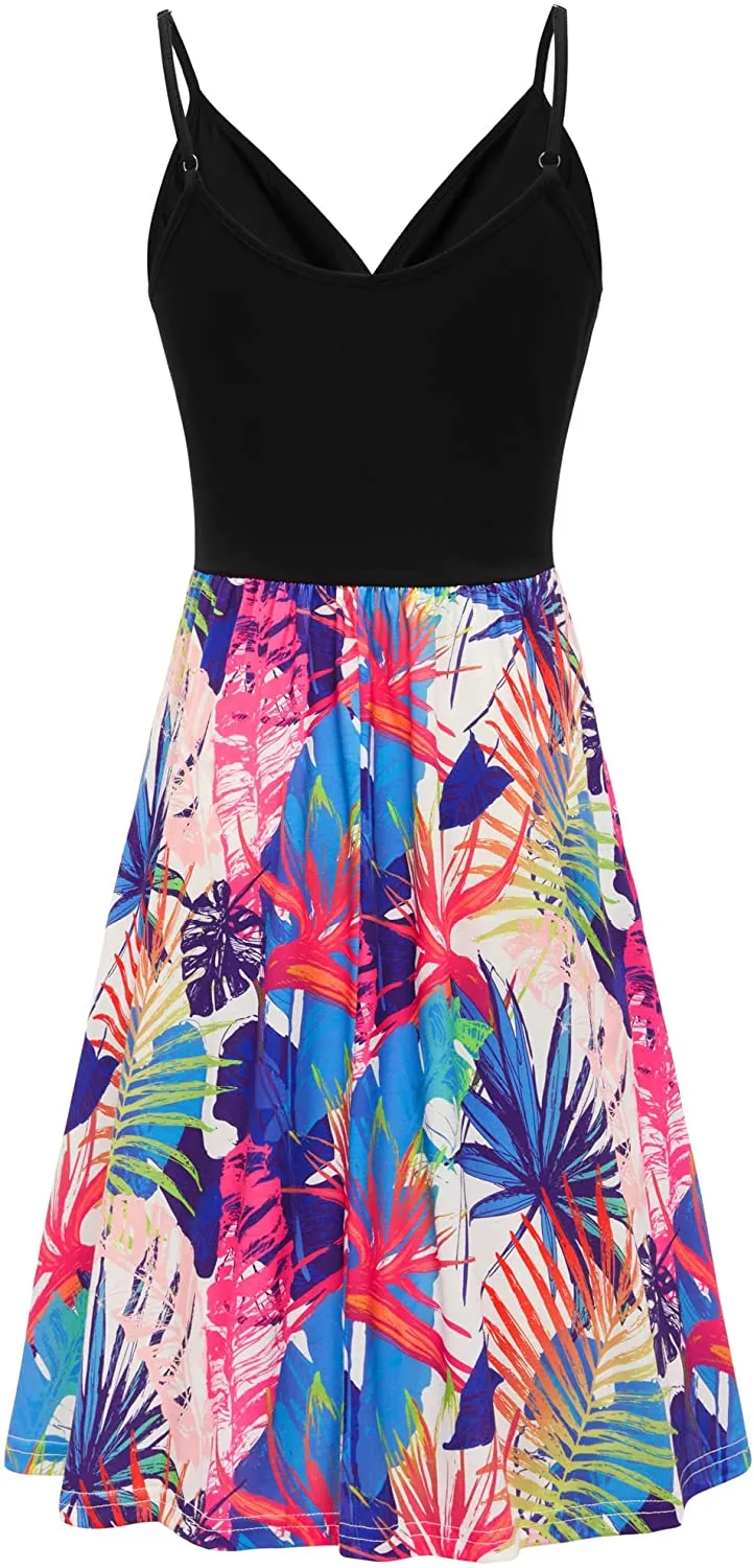 Women's Floral Spaghetti Dress with Pocket