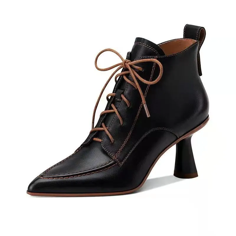 Women's French Retro Stiletto Heel Pointed Ankle Boots