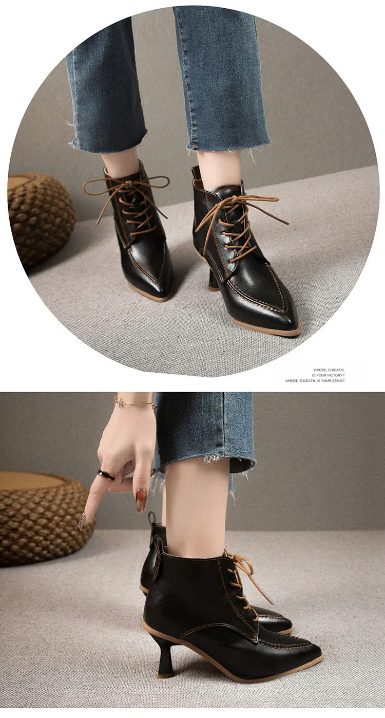 Women's French Retro Stiletto Heel Pointed Ankle Boots