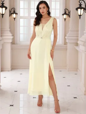 Women's Gown Dress Lace V Neck Sleeveless Cocktail Wedding Guest Dresses