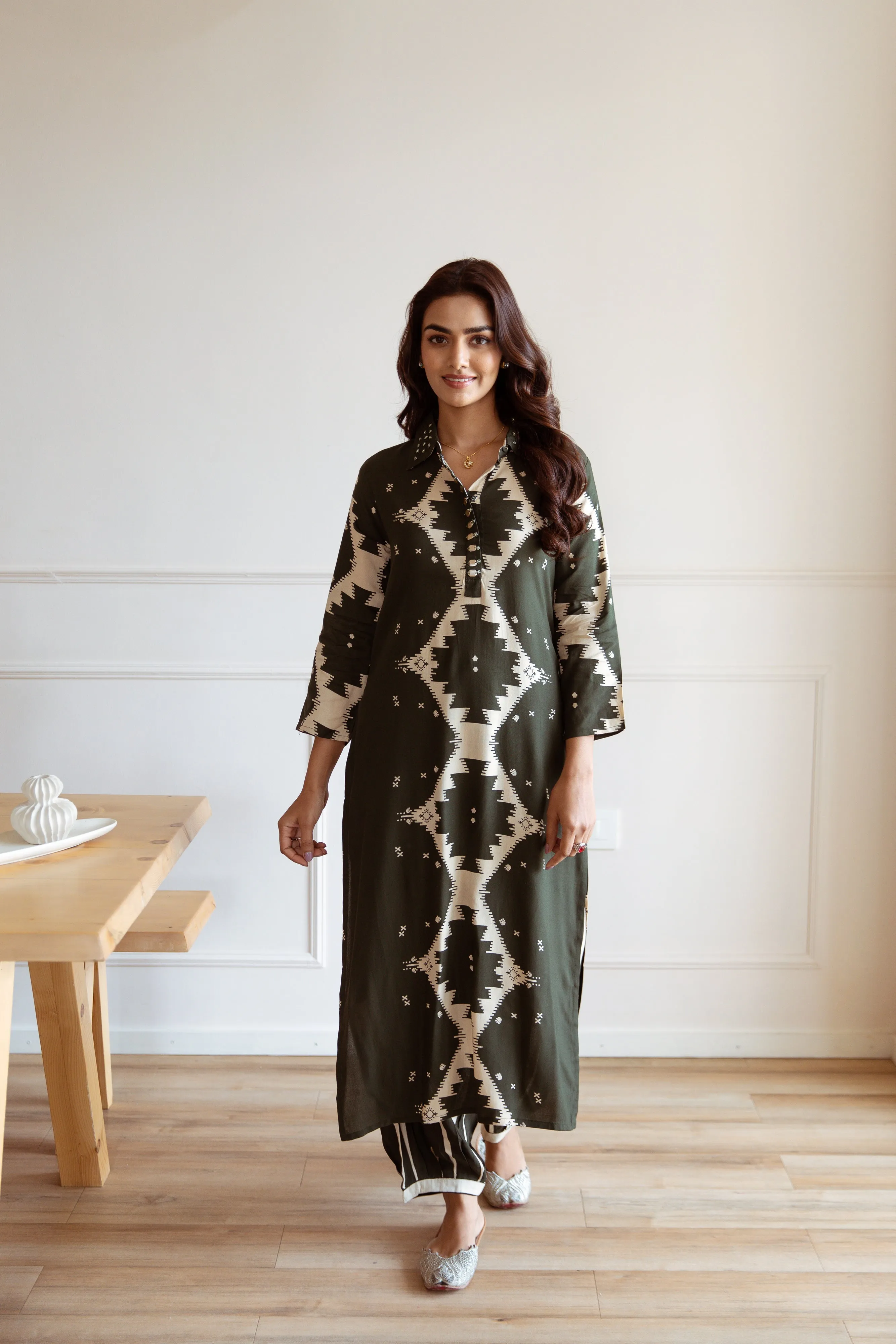 Women's Green German rayon Kurta Afghani Salwar Set