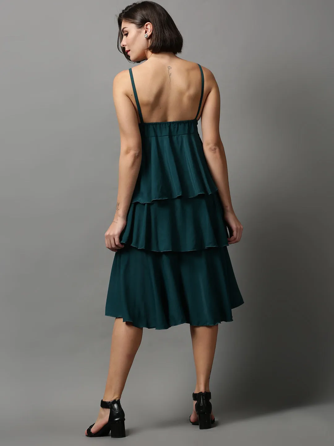 Women's Green Solid Maxi Dress