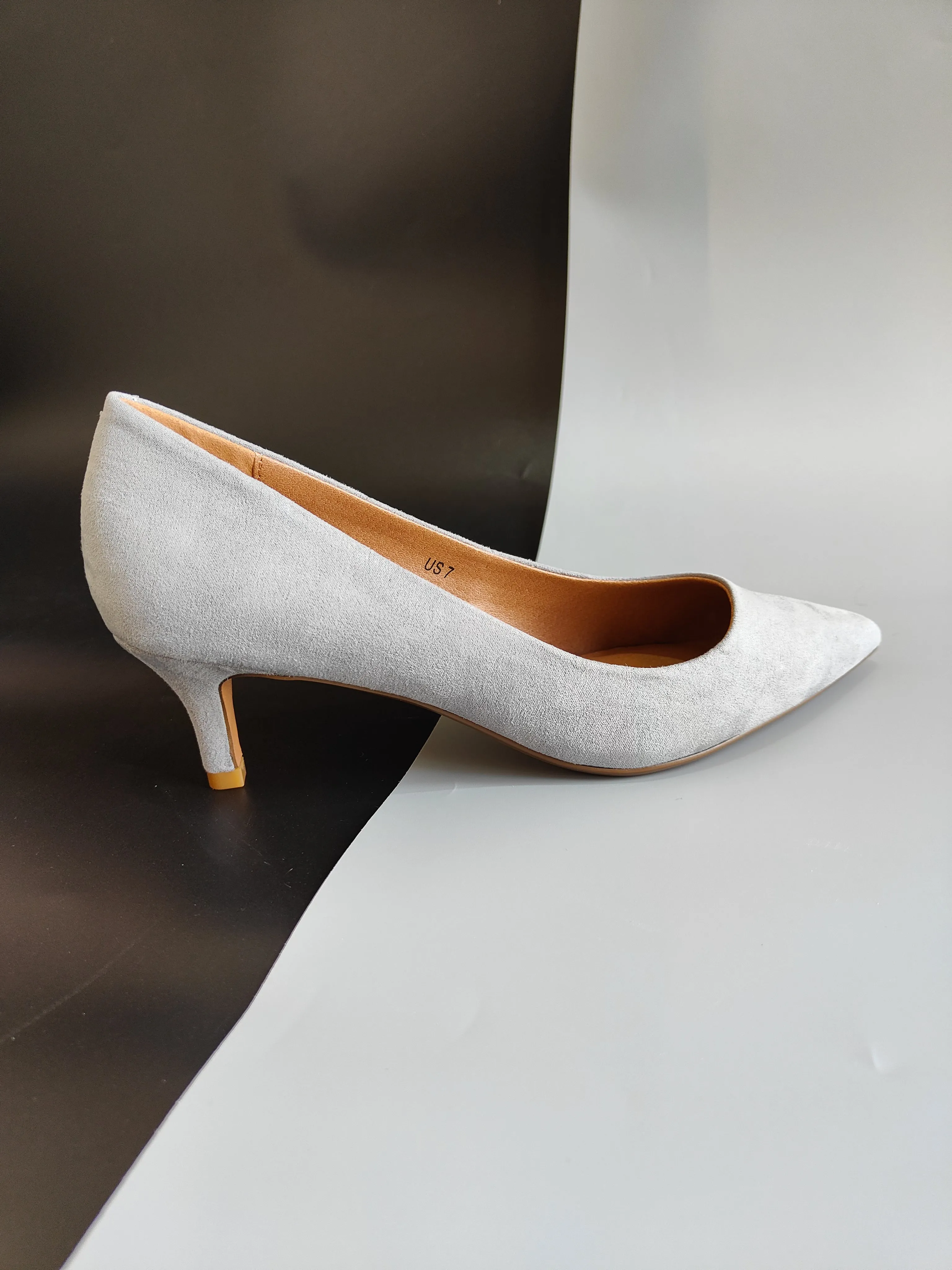 Women's High Heel Pointed Toe Pump Velvet Shoes in Grey UK 5 / EU 38