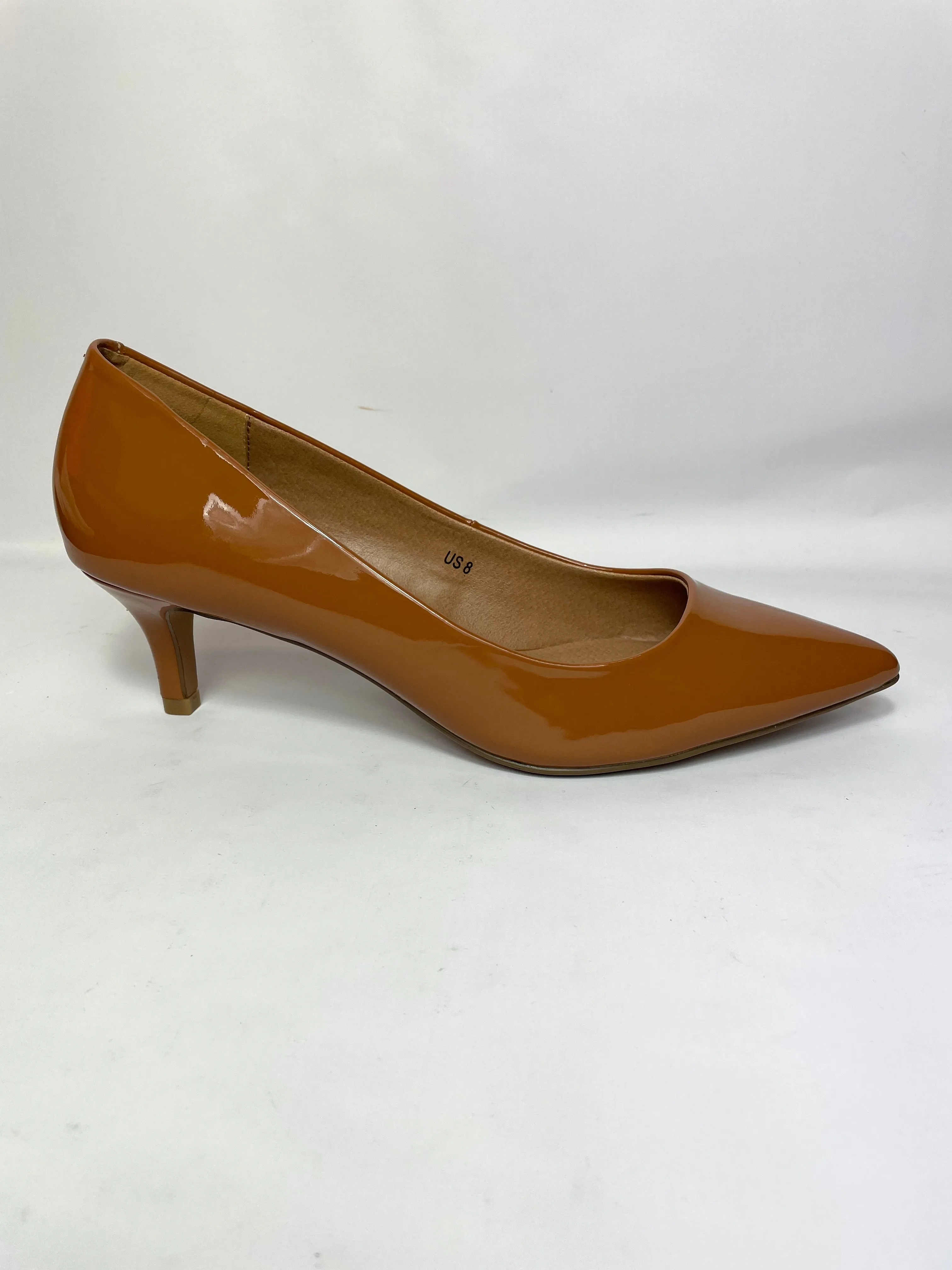 Women's Moda Low Heel D'Orsay Pointed Toe Pump Shoes in Brown UK 6 / EU 39