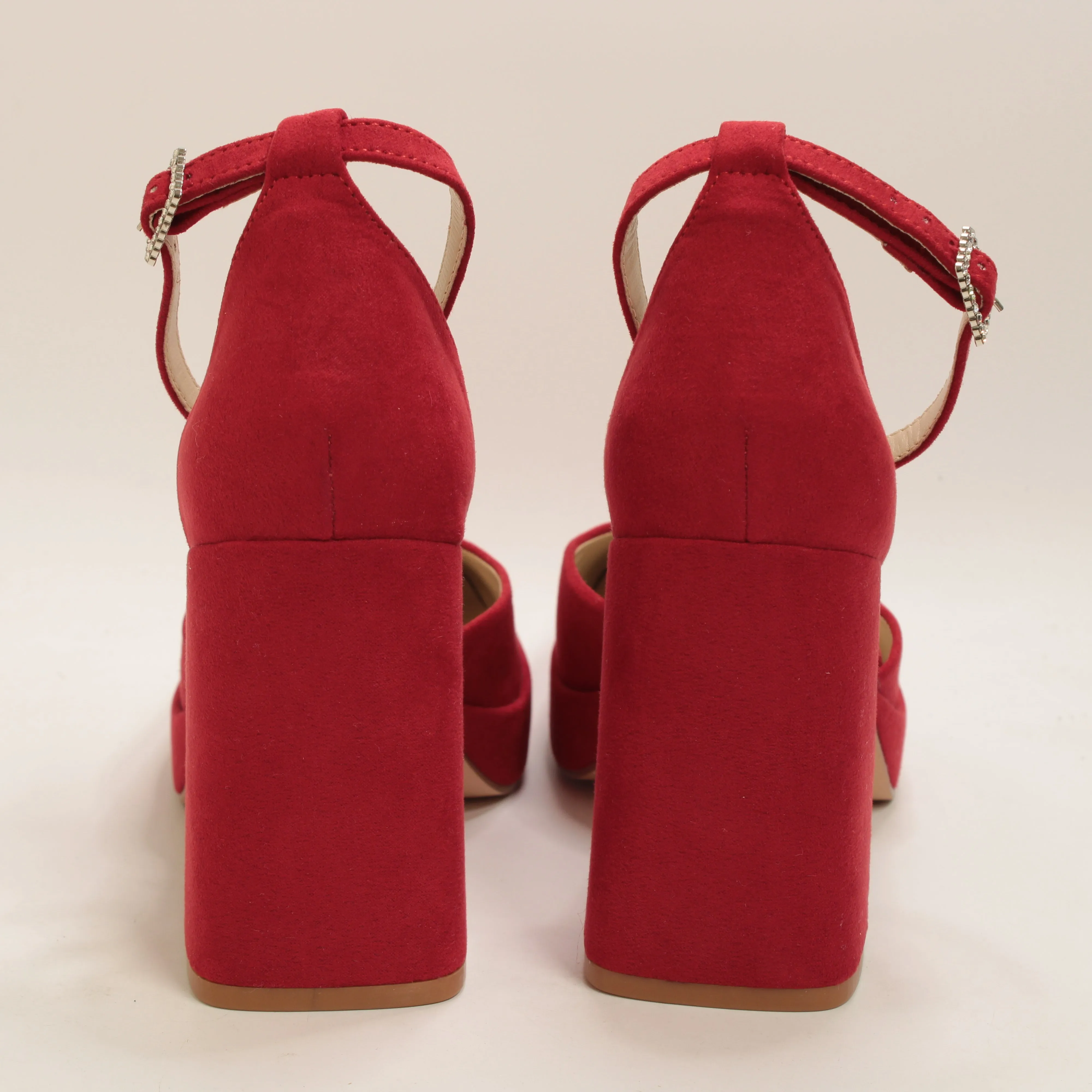 Womens Office Heyday Two Part Embellished Buckle Platforms Red