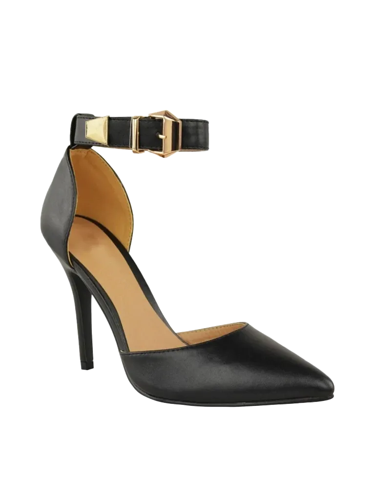 Women's Pointy Toe Stiletto Ankle Strape Court Shoes