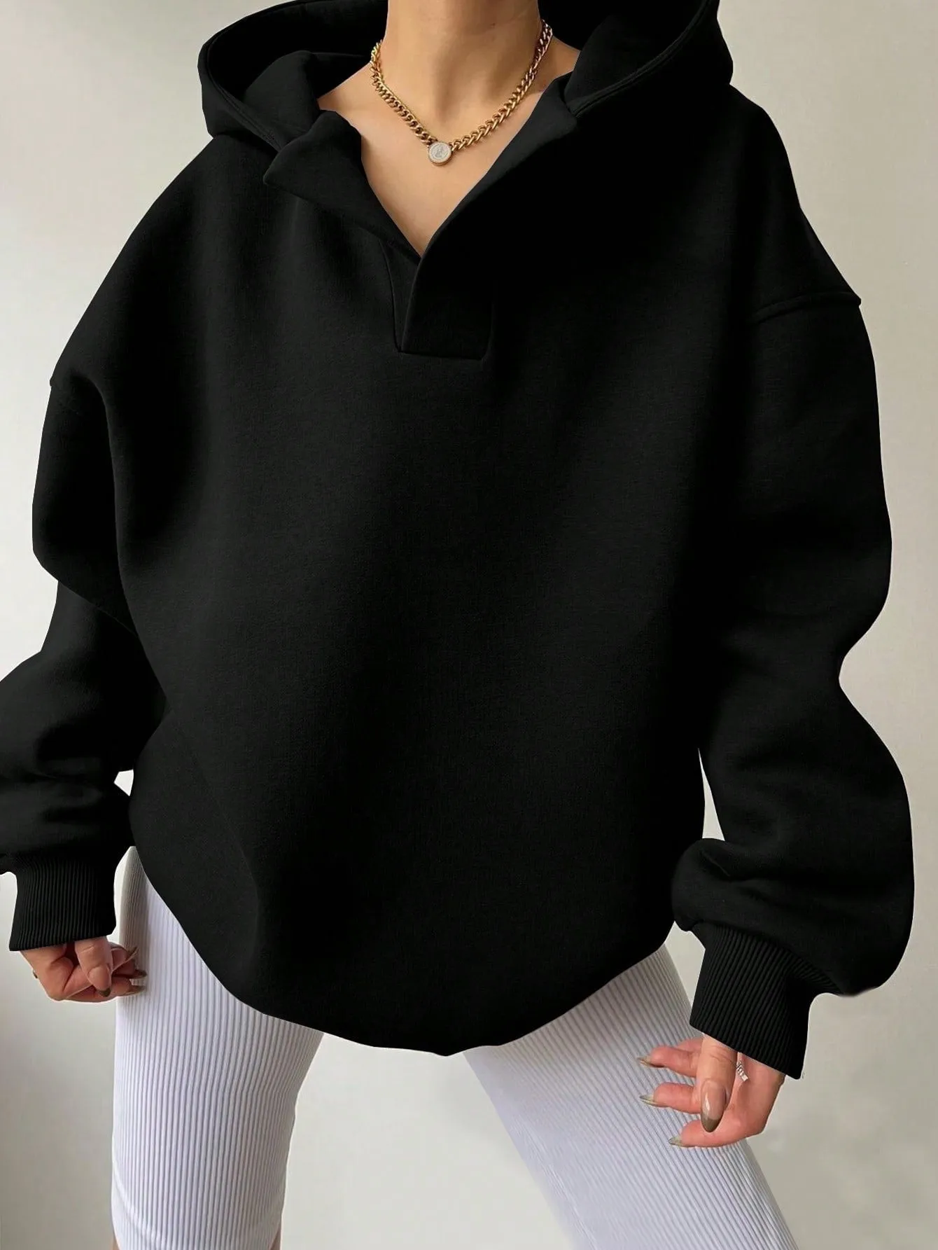 Women's Solid Color Hoodies Long Sleeve Hooded Solid Color Loose Sweater women pullover  overall sweatshirt