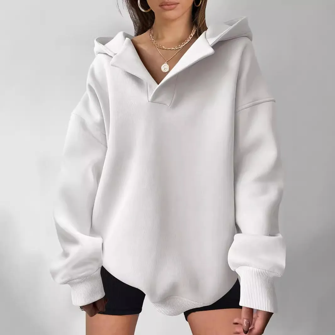 Women's Solid Color Hoodies Long Sleeve Hooded Solid Color Loose Sweater women pullover  overall sweatshirt