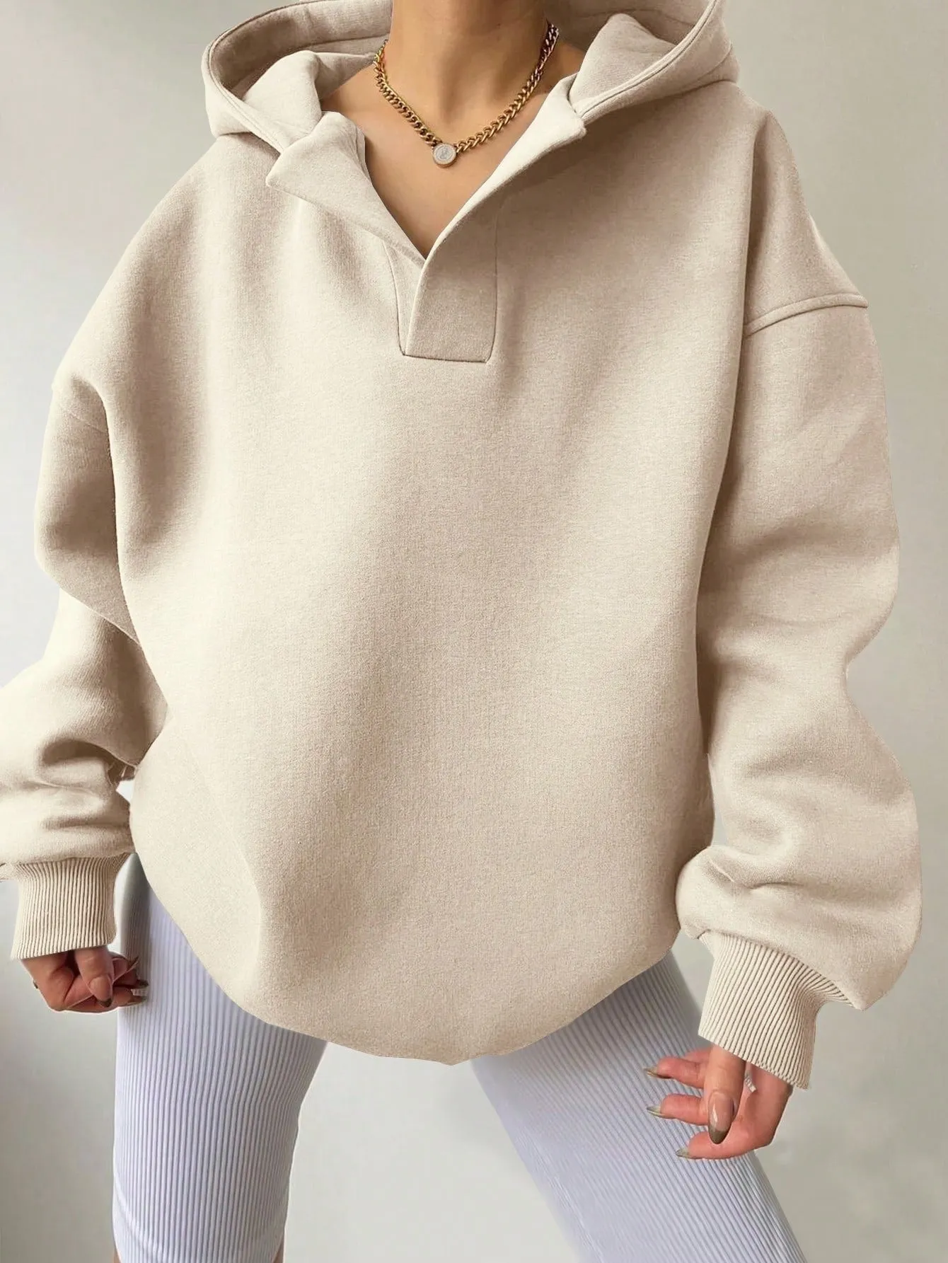 Women's Solid Color Hoodies Long Sleeve Hooded Solid Color Loose Sweater women pullover  overall sweatshirt