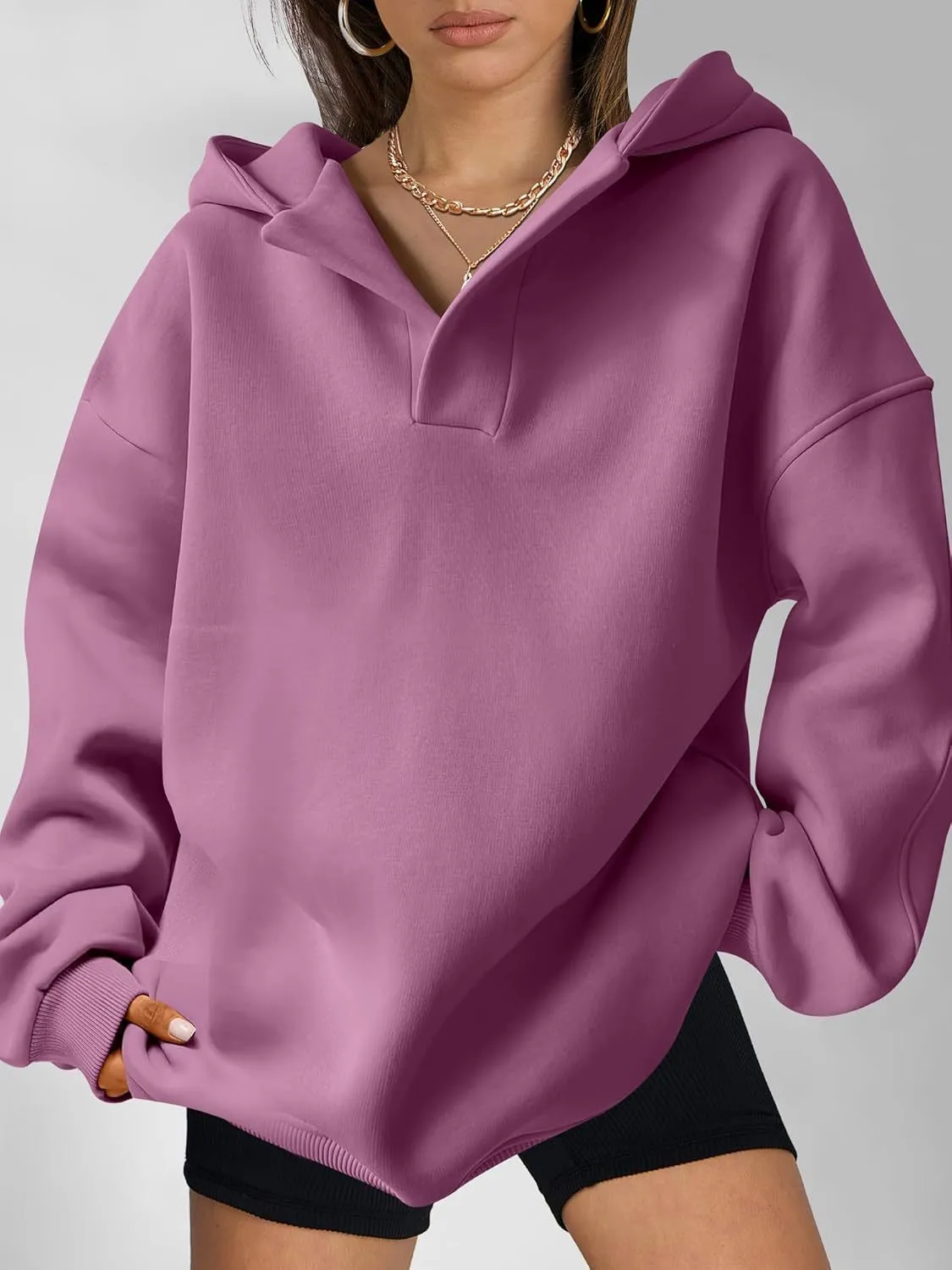 Women's Solid Color Hoodies Long Sleeve Hooded Solid Color Loose Sweater women pullover  overall sweatshirt