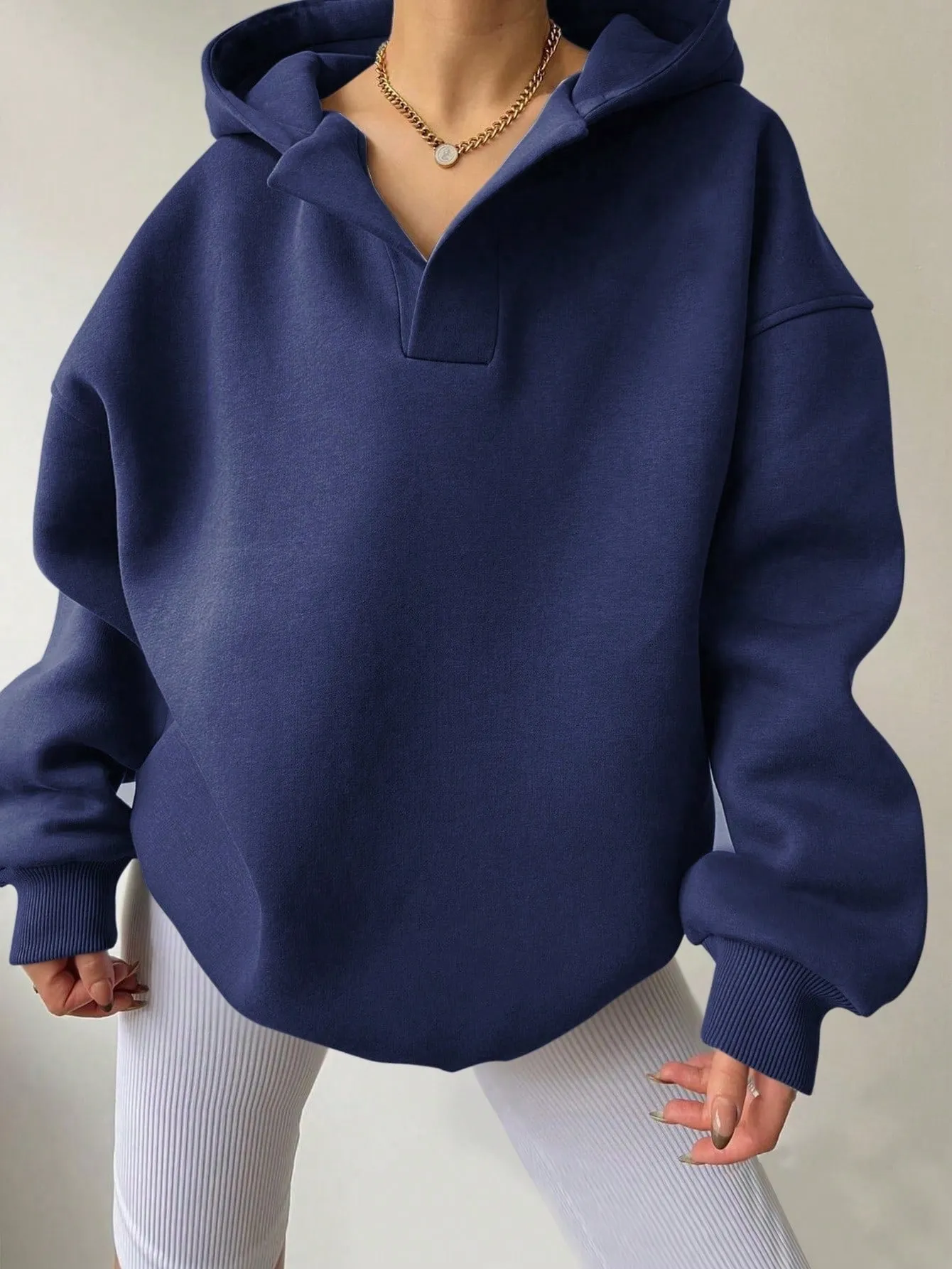 Women's Solid Color Hoodies Long Sleeve Hooded Solid Color Loose Sweater women pullover  overall sweatshirt